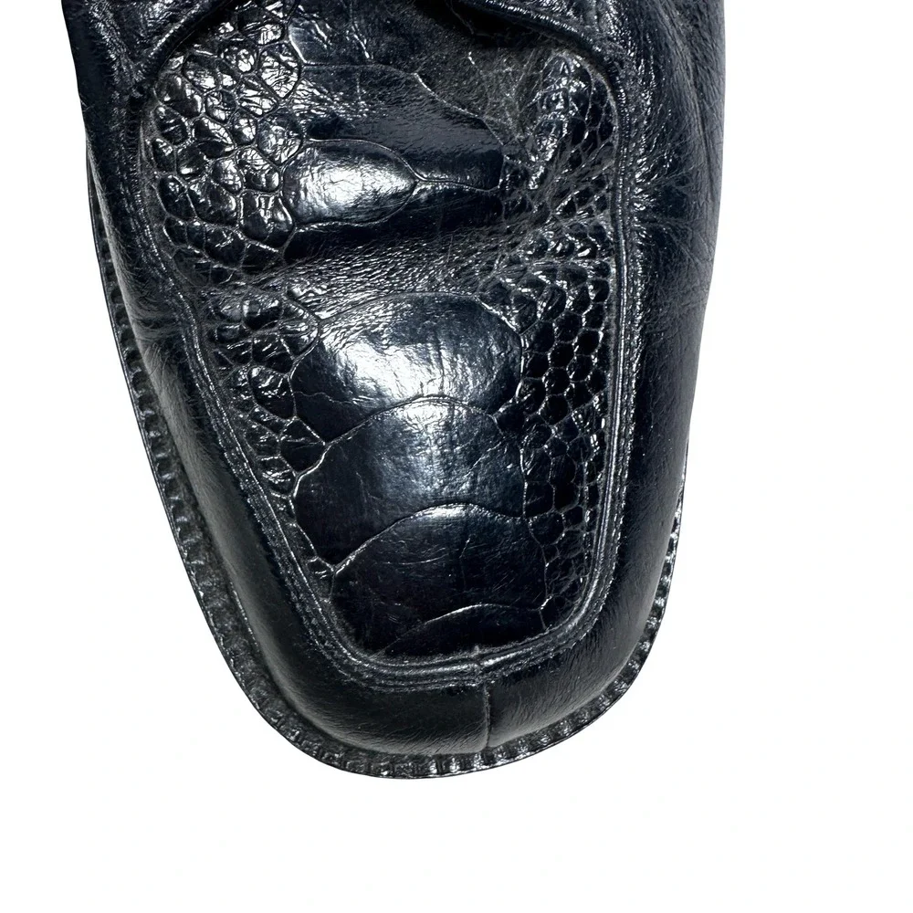 Belvedere Florence Mens 9 M Black Genuine Ostrich Leg Leather Oxfords Italy